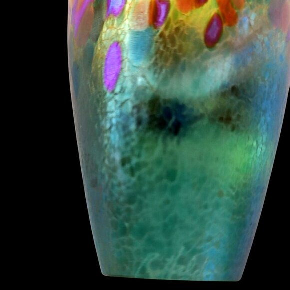 Very Small Robert Held Signed Iridescent Studio Art Glass Bud Vase - Picture 10 of 14